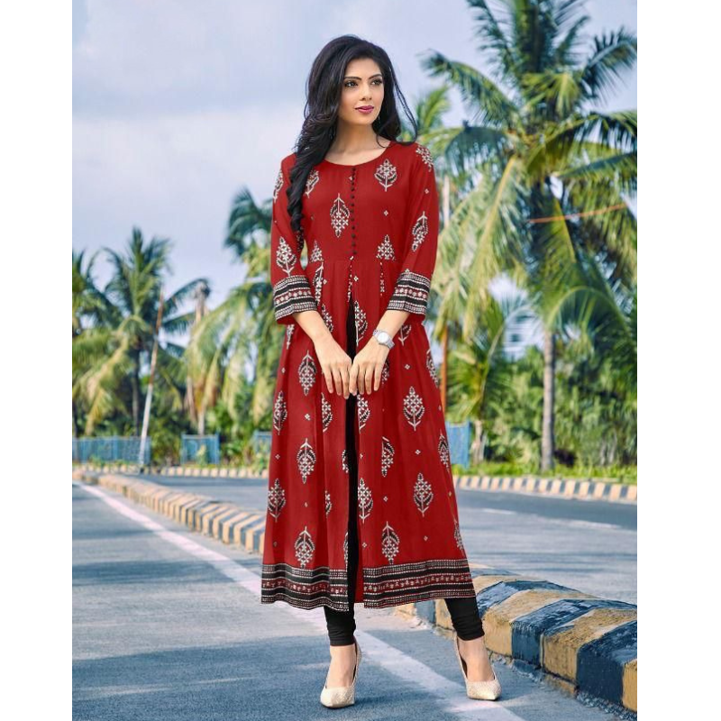 Ethnic Skirts | Long Kurti With Middle Cut And Leggings | Freeup